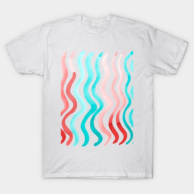 Wavy lines - orange and mint T-Shirt by wackapacka